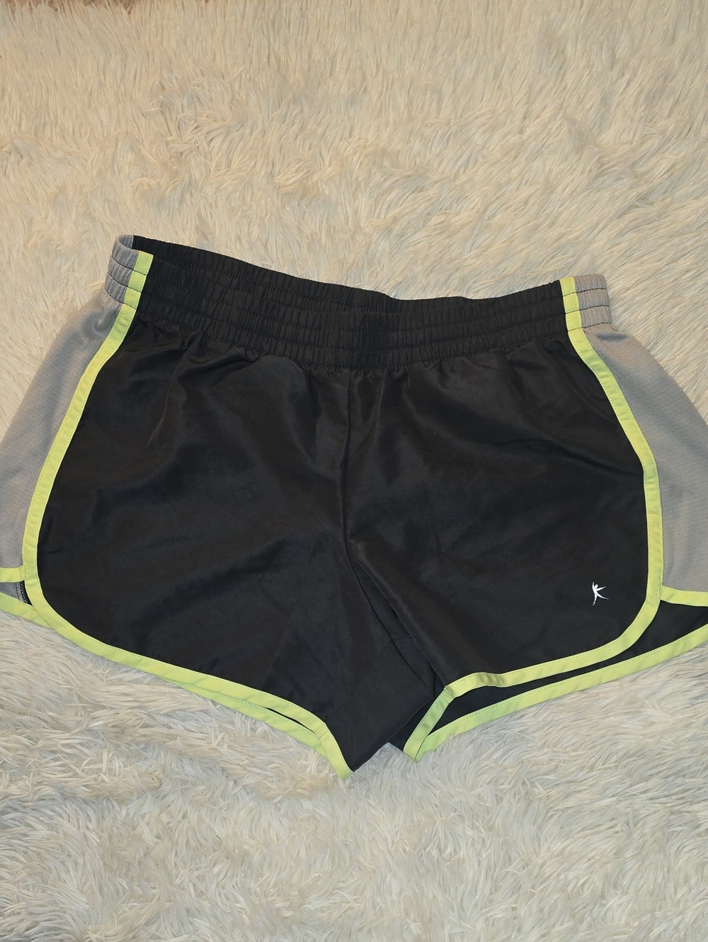 Gray Danskin Athletic Shorts with Lime Trim